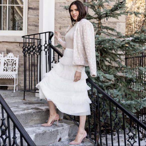 Rachel Parcell Tiered Dot Mesh Skirt NWT - Picture 8 of 10